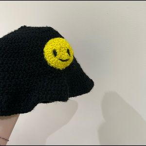 Handmade crochet hat smiley face